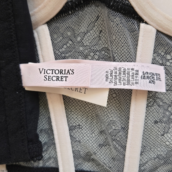 Victoria's Secret Corset Size S Black and Pink Lace Bra Lingerie Ruffle Straps - Picture 4 of 7